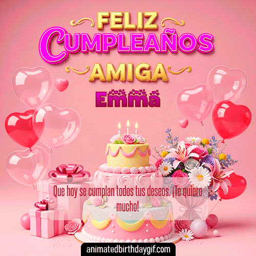 GIF animado de cumpleaños Mi Amiga Emma diseño 10
