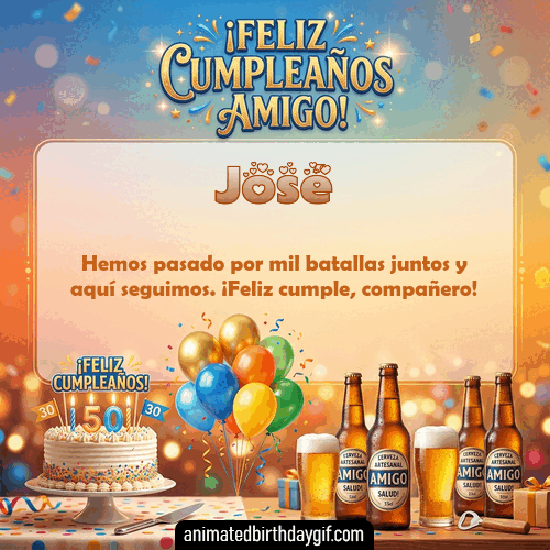 GIF animado de cumpleaños Mi Amigo José diseño 8