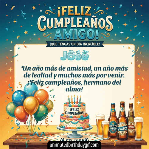GIF animado de cumpleaños Mi Amigo José diseño 4
