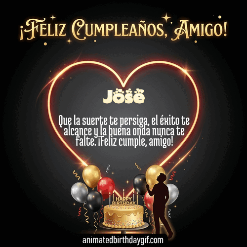 GIF animado de cumpleaños Mi Amigo José diseño 6