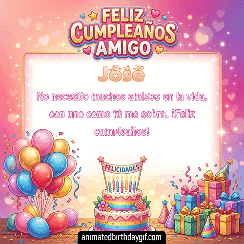 GIF animado de cumpleaños Mi Amigo José diseño 5
