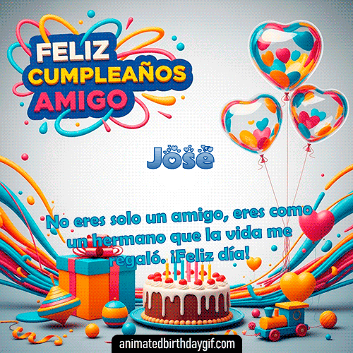 GIF animado de cumpleaños Mi Amigo José diseño 7