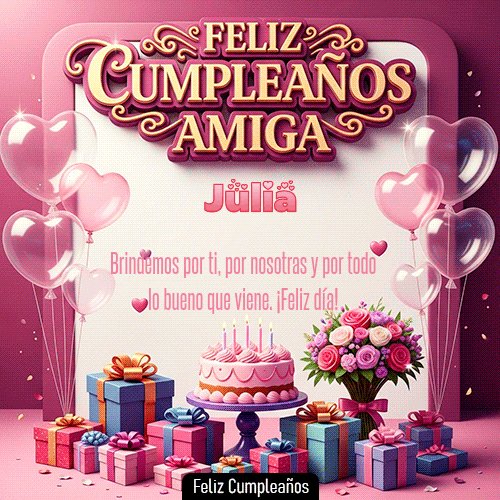 GIF animado de cumpleaños Mi Amiga Julia diseño 8