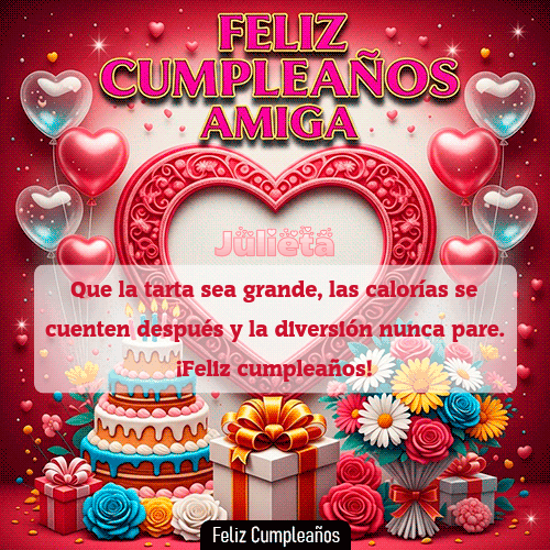 GIF animado de cumpleaños Mi Amiga Julieta diseño 6