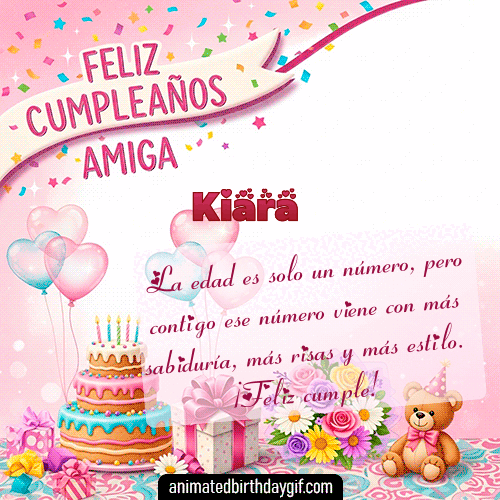 GIF animado de cumpleaños Mi Amiga Kiara diseño 5