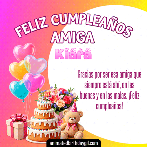 GIF animado de cumpleaños Mi Amiga Kiara diseño 7