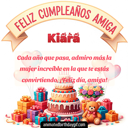 GIF animado de cumpleaños Mi Amiga Kiara diseño 9