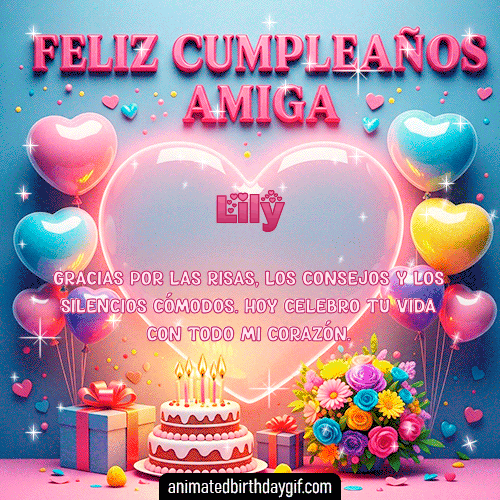 GIF animado de cumpleaños Mi Amiga Lily diseño 4