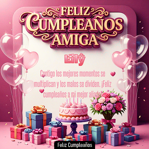 GIF animado de cumpleaños Mi Amiga Lily diseño 8