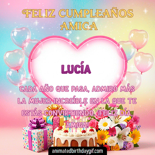 GIF animado de cumpleaños Mi Amiga Lucía diseño 2