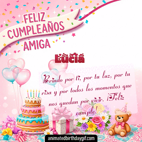 GIF animado de cumpleaños Mi Amiga Lucía diseño 5