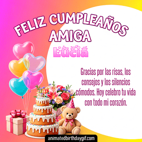 GIF animado de cumpleaños Mi Amiga Lucía diseño 7