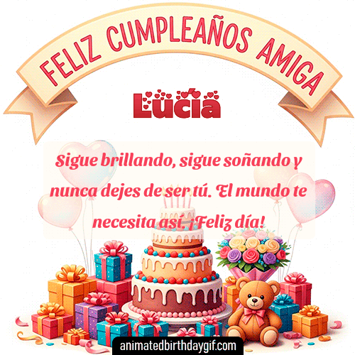 GIF animado de cumpleaños Mi Amiga Lucía diseño 9