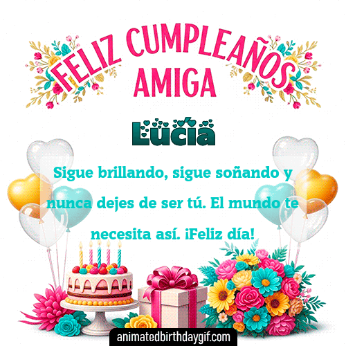 GIF animado de cumpleaños Mi Amiga Lucía diseño 1