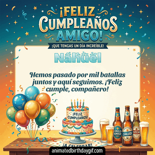 GIF animado de cumpleaños Mi Amigo Nahuel diseño 4