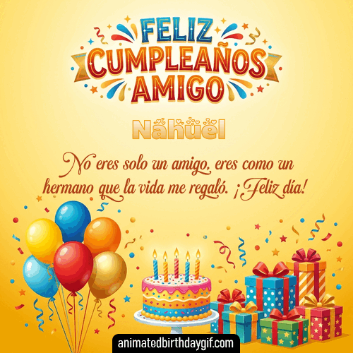 GIF animado de cumpleaños Mi Amigo Nahuel diseño 1