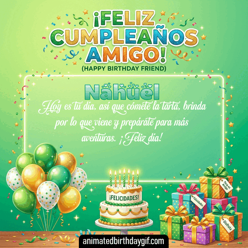 GIF animado de cumpleaños Mi Amigo Nahuel diseño 12