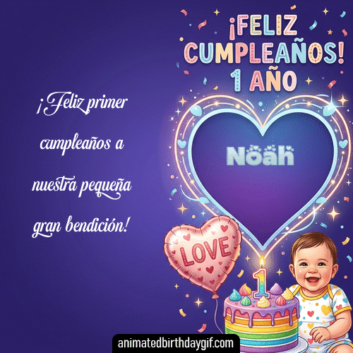 GIF animado de cumpleaños 01 Año Noah diseño 6