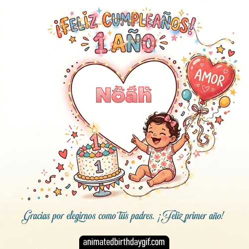 GIF animado de cumpleaños 01 Año Noah diseño 4