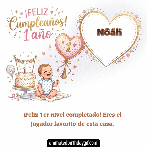 GIF animado de cumpleaños 01 Año Noah diseño 8