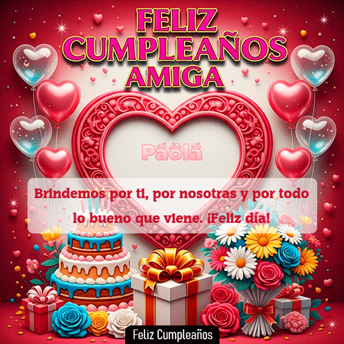 GIF animado de cumpleaños Mi Amiga Paola diseño 8