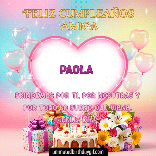 GIF animado de cumpleaños Mi Amiga Paola diseño 4
