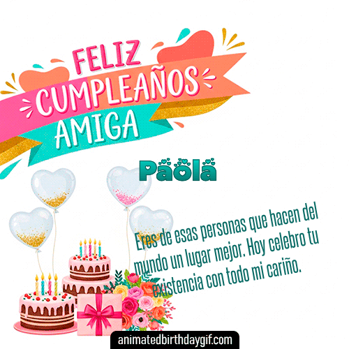 GIF animado de cumpleaños Mi Amiga Paola diseño 5