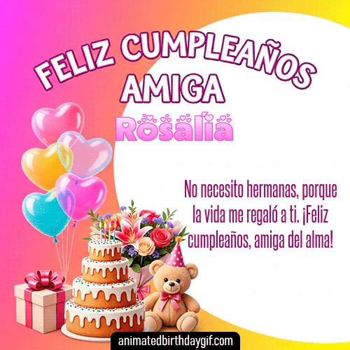 GIF animado de cumpleaños Mi Amiga Rosalía diseño 9