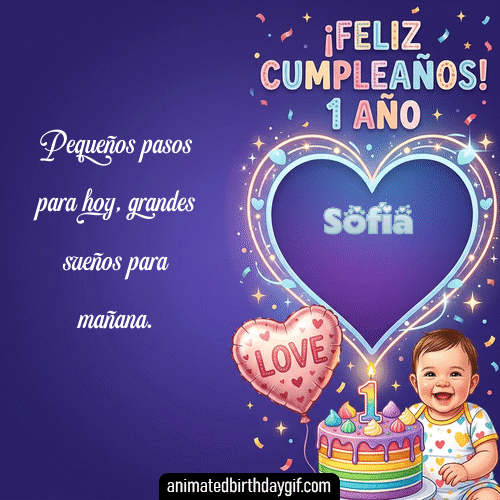 GIF animado de cumpleaños 01 Año Sofía diseño 8