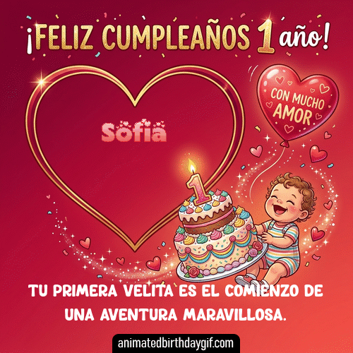 GIF animado de cumpleaños 01 Año Sofía diseño 5