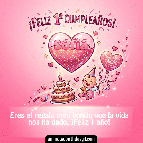 GIF animado de cumpleaños 01 Año Sofía diseño 9