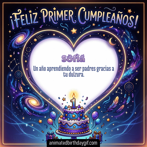 GIF animado de cumpleaños 01 Año Sofía diseño 10