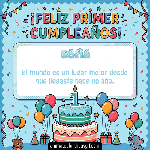 GIF animado de cumpleaños 01 Año Sofía diseño 3