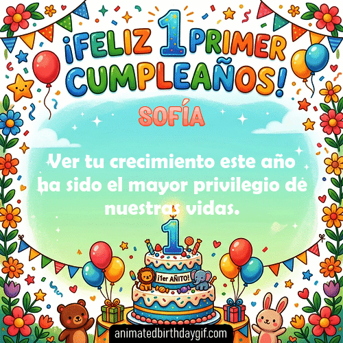 GIF animado de cumpleaños 01 Año Sofía diseño 7