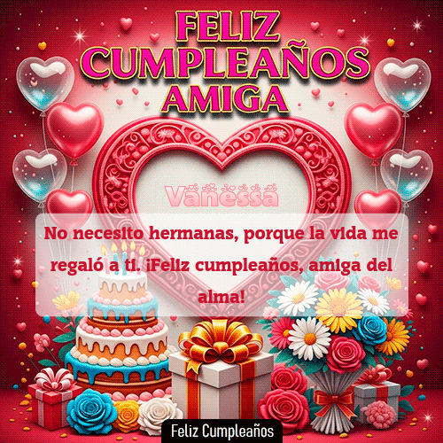 GIF animado de cumpleaños Mi Amiga Vanessa diseño 8