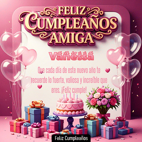 GIF animado de cumpleaños Mi Amiga Vanessa diseño 10