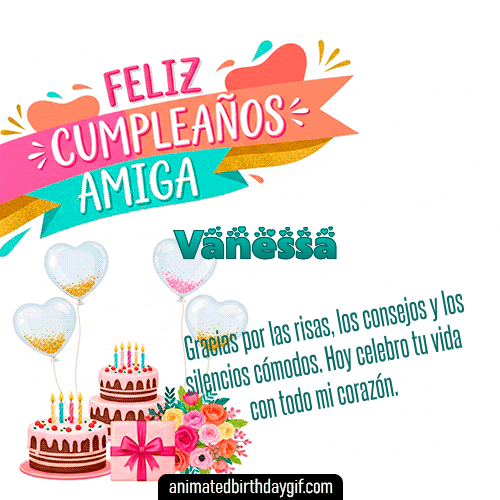 GIF animado de cumpleaños Mi Amiga Vanessa diseño 5
