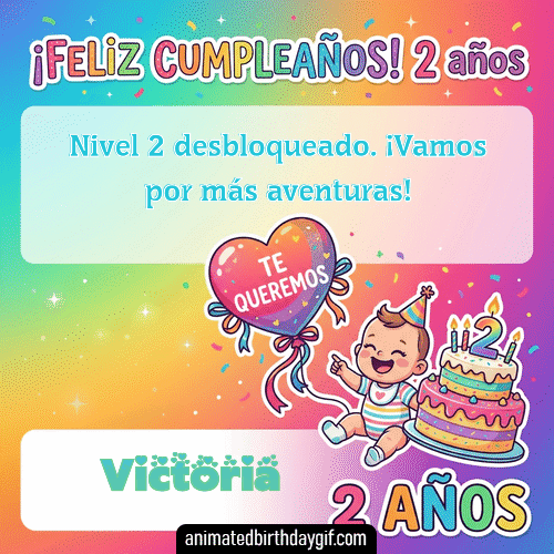GIF animado de cumpleaños 02 años Victoria diseño 1