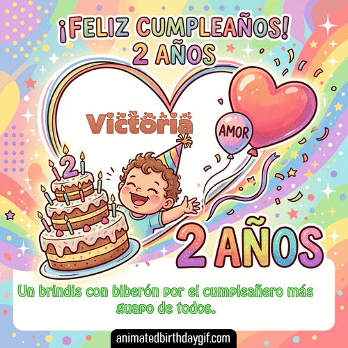 GIF animado de cumpleaños 02 años Victoria diseño 5