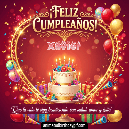 GIF animado de cumpleaños Alguien Especial Xavier diseño 9