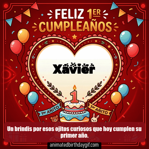GIF animado de cumpleaños 01 Año Xavier diseño 5