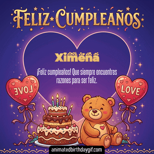 GIF animado de cumpleaños Alguien Especial Ximena diseño 3