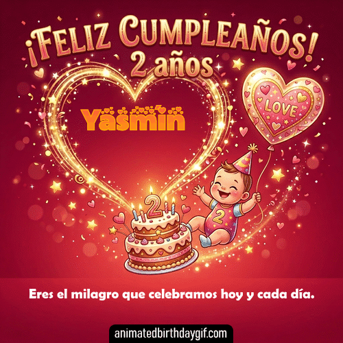GIF animado de cumpleaños 02 años Yasmín diseño 3