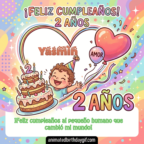 GIF animado de cumpleaños 02 años Yasmín diseño 5