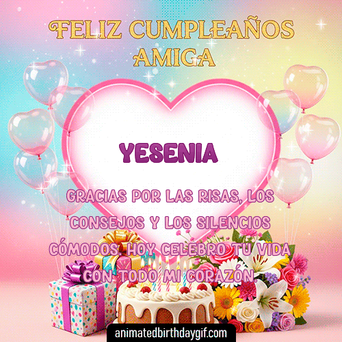 GIF animado de cumpleaños Mi Amiga Yesenia diseño 4