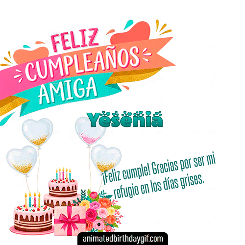 GIF animado de cumpleaños Mi Amiga Yesenia diseño 5