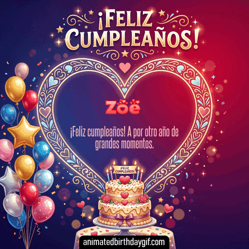 GIF animado de cumpleaños Alguien Especial Zoe diseño 2