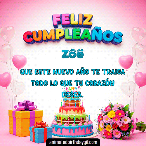 GIF animado de cumpleaños Alguien Especial Zoe diseño 4