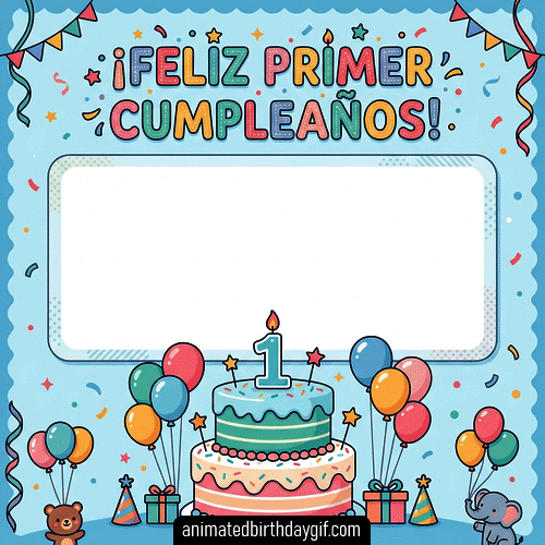 Plantilla Primer año para cumpleaños de 01 Año