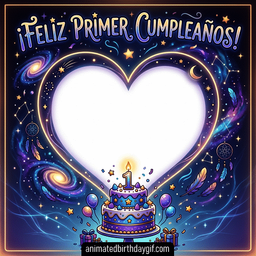 Plantilla Indigo para cumpleaños de 01 Año